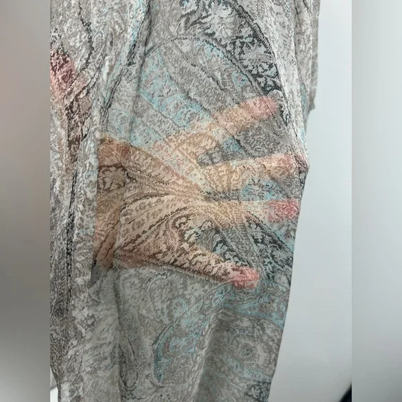 Eskander 100% Silk Sheer Organza Kimono Jacket Green Gray Paisley M/L $1000 - Picture 5 of 9